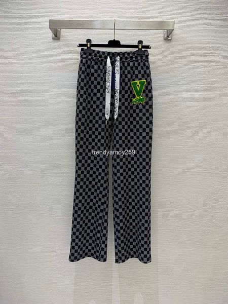 

women's shorts towel green pattern checkerboard plaid drawstring high waist straight tube wide leg casual pants, White;black