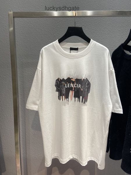 

designer bal t shirt and shirts correct 22ss summer new chest portrait digital printing couple men's women's short sleeved t-shirt, White;black