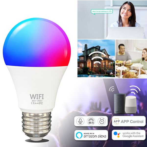 4er-Pack intelligente LED-Glühbirne E27, RGB Alexa 7 W, kompatibel mit Alexa/Google Home/Siri, kein Hub erforderlich,