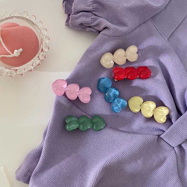 

candy color water ripple love hairpin lovely girl banger hairpin side clip sweet and versatile hair accessories japan and south korea, Slivery;white