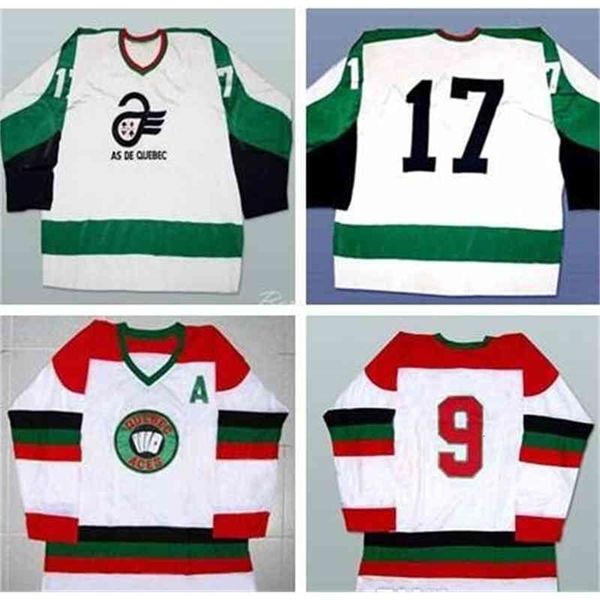 Nivip Custom Quebec Aces Hockey-Trikots, Eis, beliebiger Name, Nummer, Weiß, Grün, alternativ, gute Qualität, Größe S-4XL, Mischungsauftrag