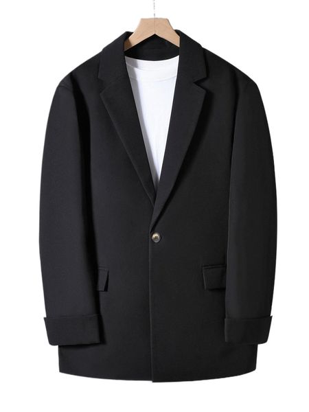 

men 1pc single button lapel collar blazer t4la#, White;black