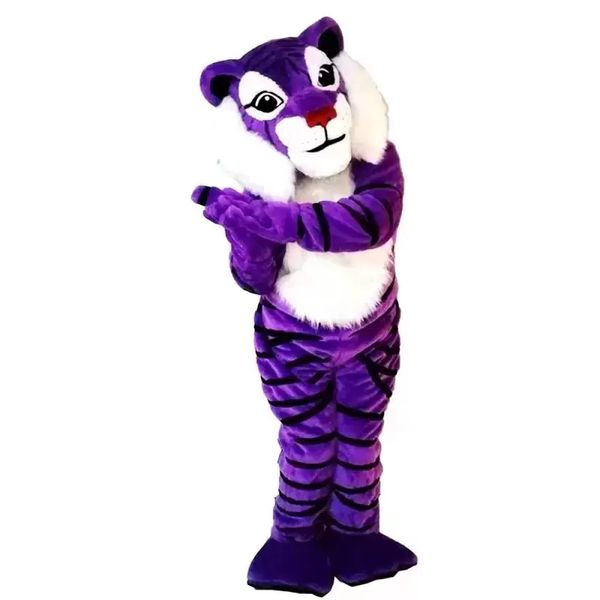 2022 roxo tigre mascote traje halloween christmas festa de festa de festa de desenho animado terno terno carnaval unisex propaganda adultos outfit