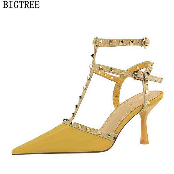 Заклепки Slingback Shoes High Heels Sandals Women Women Summer Patent Ladies и 2520513