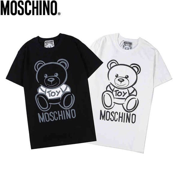

men's t-shirts cute bear print korean loose letter embroidery t white short sleeve t-shirt 3qlu, White;black