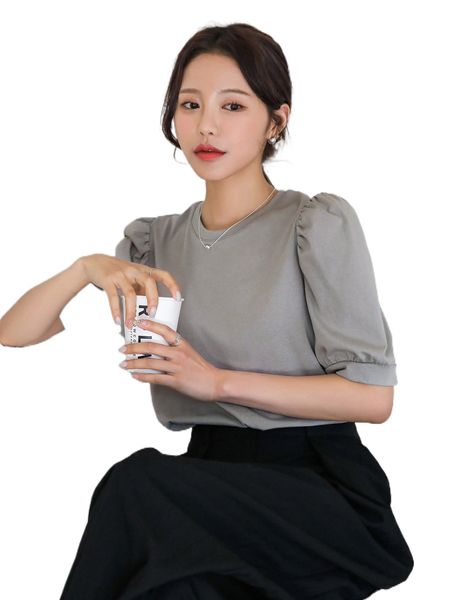 

dazy solid puff sleeve tee d2z2#, White