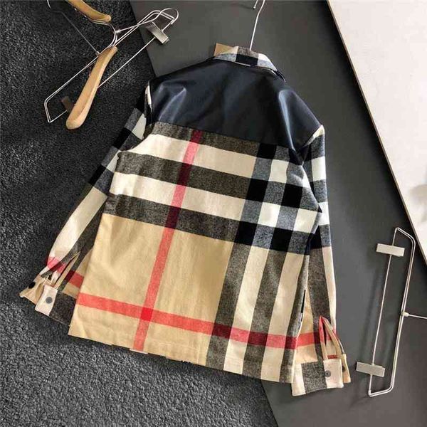 

designer burb shirt jacket and coat winter tide bt plaid zipper casual thickened wool cardigan coat men's european station splicing lap, White;black