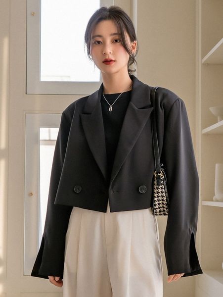 

dazy-less double button split cuff blazer s0vv#, White
