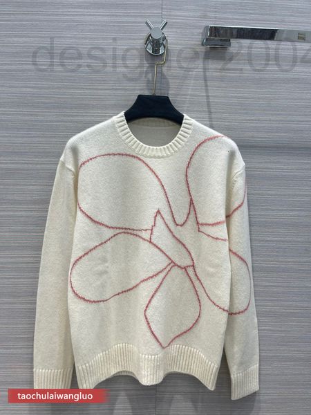 

women's knits & tees designer at38398 shenzhen nanyou is elegant lazy and versatile with flowers loose cashmere sweater high-end women, White