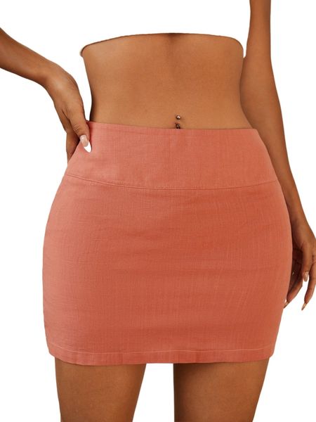 

solid bodycon mini skirt e647#, Black