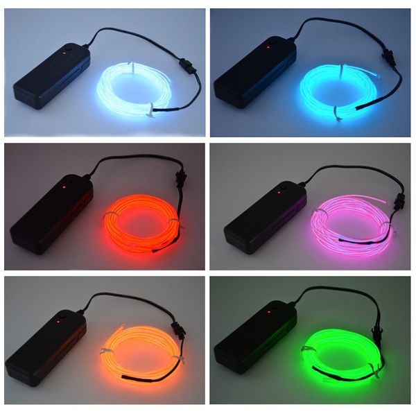 

el wire with controller car ambient lamp flexible cuttable flashing lights auto home party decoration lights 1/3/5 m