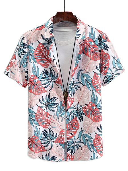 

romwe guys tropical print shirt without tee u1n0#, White;black