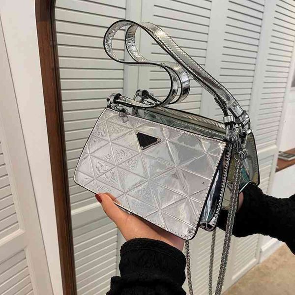 

outlet the new chain small square bag 2022 mirror laser underarm is simple and sling one shoulder oblique span women's