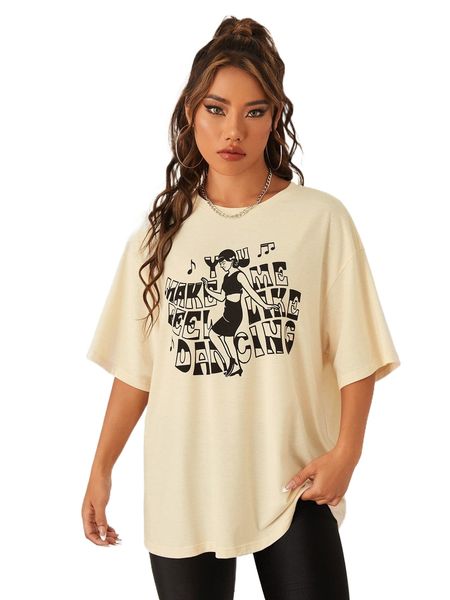 

x ay selinita slogan & figure graphic drop shoulder tee l6jd#, White