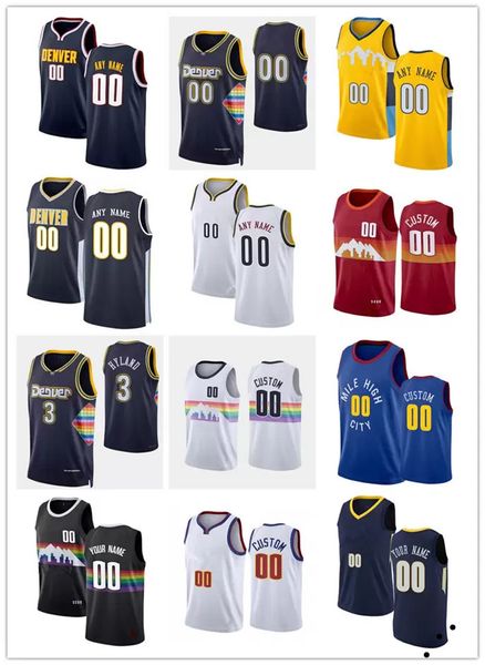 

75th custom mens womens denver''nuggets''jersey 5 will barton 10 bol bol 7 facundo campazzo 31 vlatko cancar basketball, Black;red
