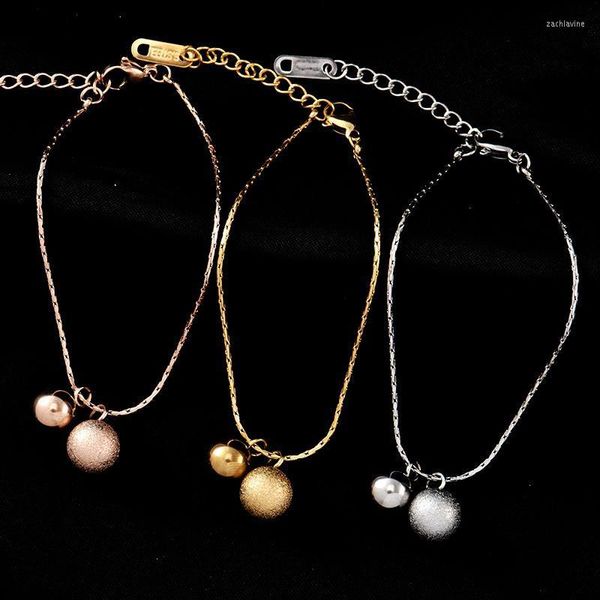 Bracciale alla moda realizzato in acciaio inossidabile Colorfast 316L Due pendenti di perle Regali belli e adorabili per catena a maglie da donna