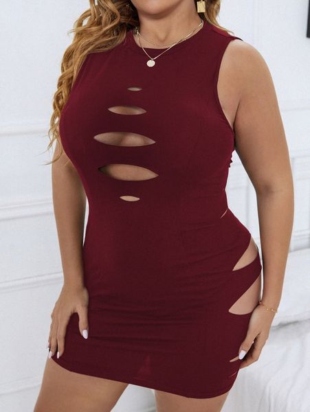 

plus ladder cut out bodycon dress e8p1#, Black