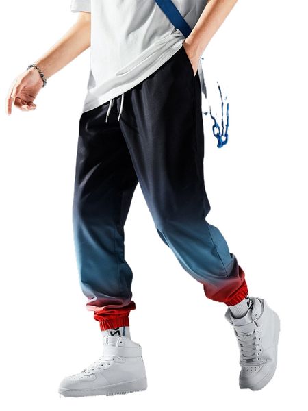 

men ombre slant pocket pants x6vb#, Black
