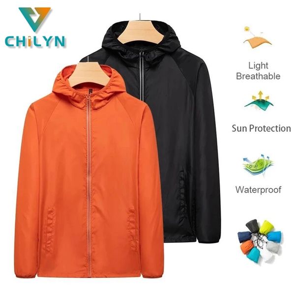 

men's jackets chilyn men's hiking camping waterproof jacket women reflective sun protection clothing unsiex large size outdoor win, Black;brown