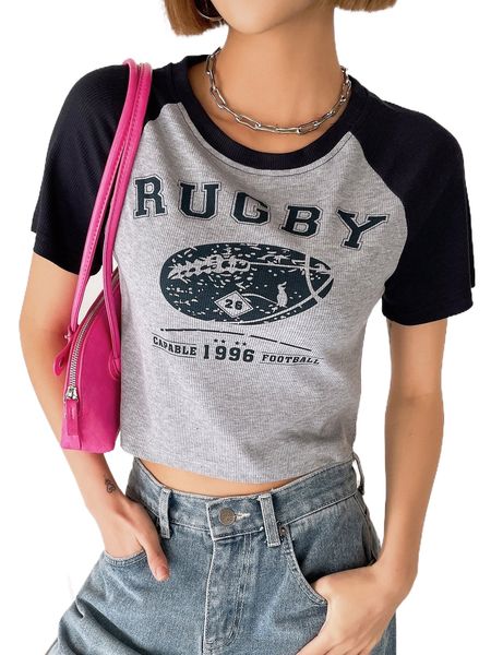 

dazy letter graphic contrast raglan sleeve tee d2sn#, White