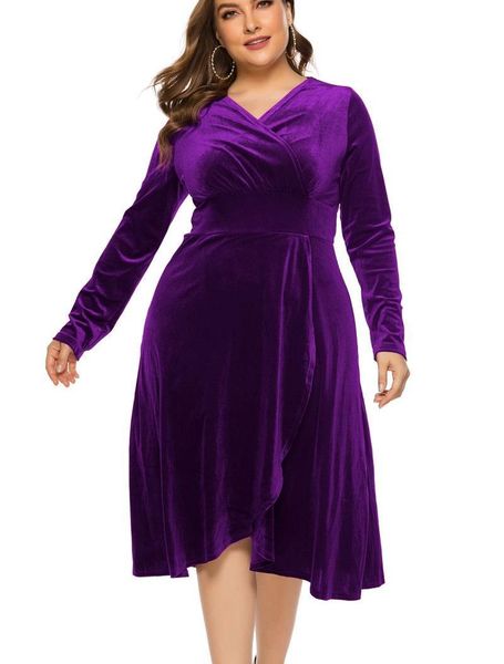 Vestidos de tamanho grande Velvet Dress Robe Sexy Sli