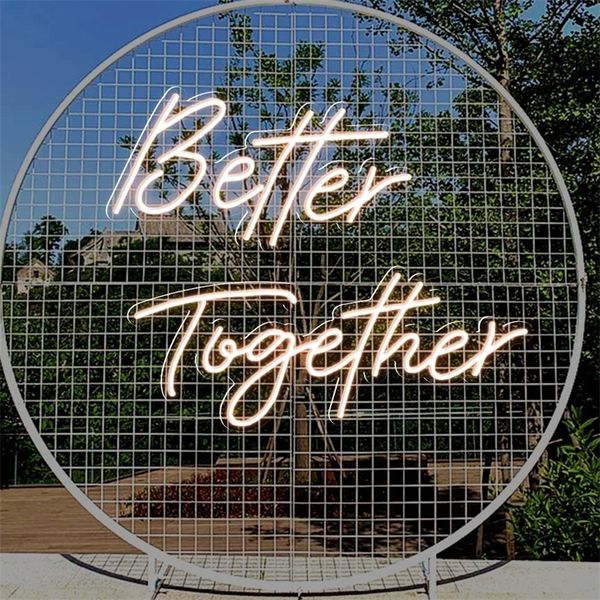 Benutzerdefiniertes Schild Better Together LED Neonlicht Warmweiß Rosa Wandbehang Happy Birthday Oh Hochzeitsdekoration 220615