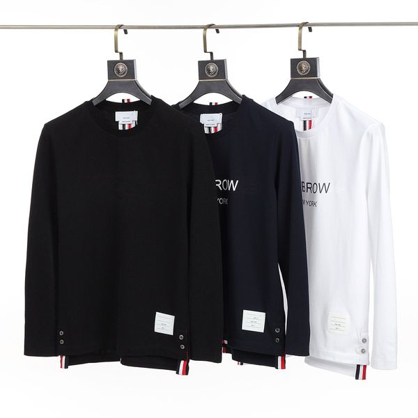 

tb cotton men's sweatshirt fall new web stripe patchwork crew neck letter print women's classic casual bottoming hoodie #s-xxxl #s, Black