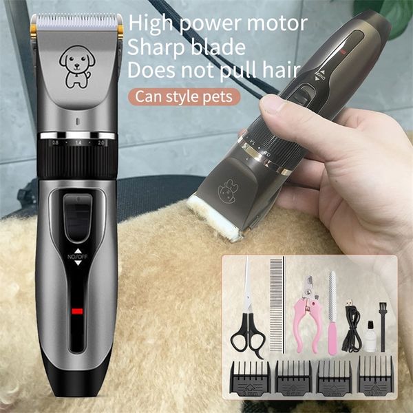 Cabelos de cão cortadores de gato elétrico aparador de gato profissional recarregável Baixo ruído de pet shop dedicado cortador de cabelo kit de barbeador 220423