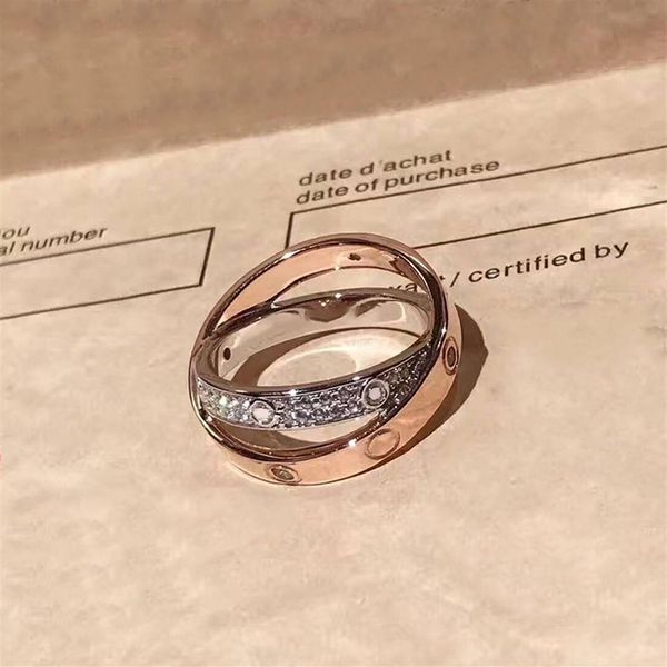 

fashion 925 sterling silve mother rings silver rose gold love rings silver lover's ring screw wedding cz stones b260c, Slivery;golden