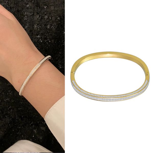 

fashion lover punk bracelets stainless steel 3 colors cuff bangles jewelry bridal couple girls full of diamand stone surgical costume access, Golden;silver