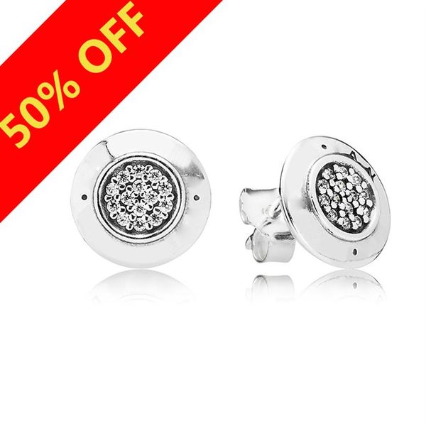 

luxury fashion classic 925 sterling silver stud earrings logo original box for pandora cz diamond women gift earrings shippin241q, Golden;silver