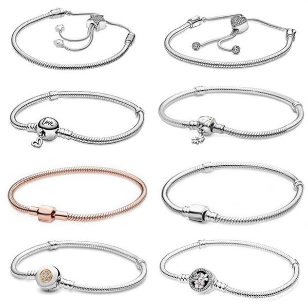 

new 100% 925 sterling silver bracelet spring heart-shaped heart statement adjustable daisy strap diy fit pandora female gift with 273z, Golden;silver