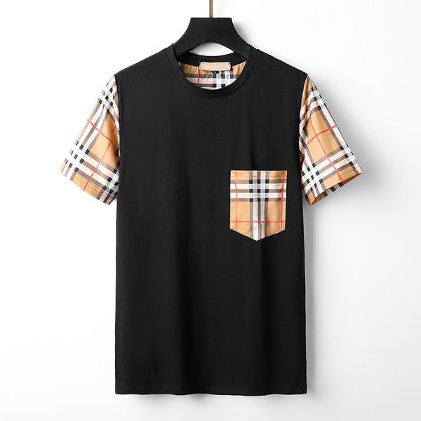 

2022ss early spring new high-grade cotton printed t-shirt round neck stitching pullover short sleeves size: m~xxxl color: black and white g5, White;black