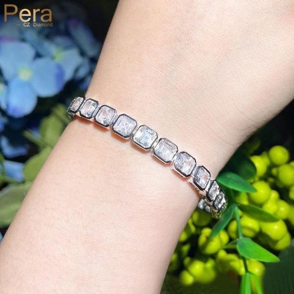 Linkkette Pera Glitzer Prinzessin CZ Stone Diamant Silber verplattet Tennisarmbänder für Frauen Hip Hop Schmuckzubehör B211 INE22