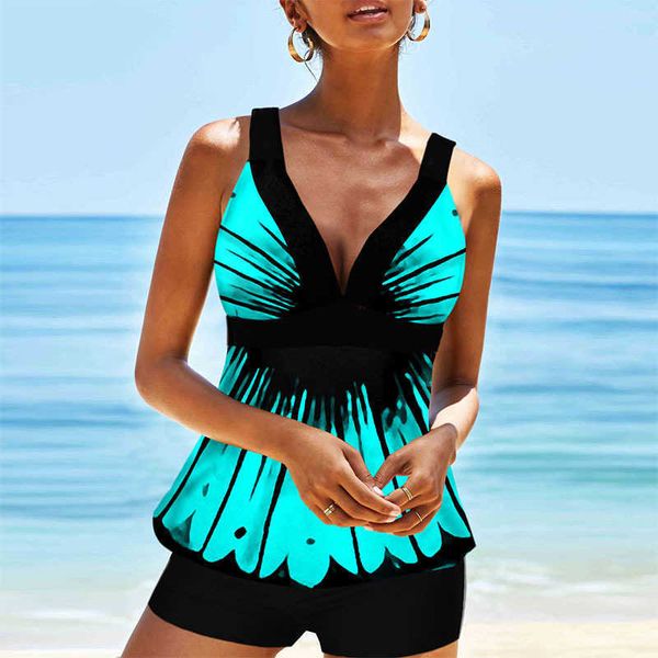 

2022 new large split swimsuit skirt stripe printed beach swimsuit no logo