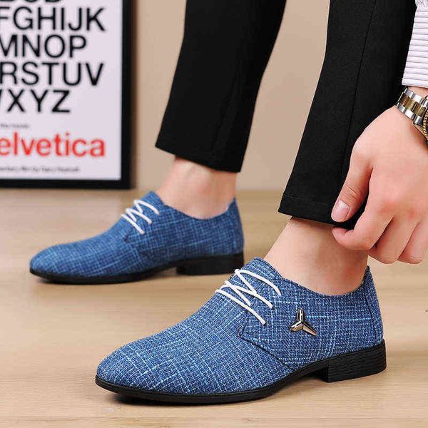 

dre shoe men formal cloth linen breathable grid anti slip portable casual leather clothing 220723, Black