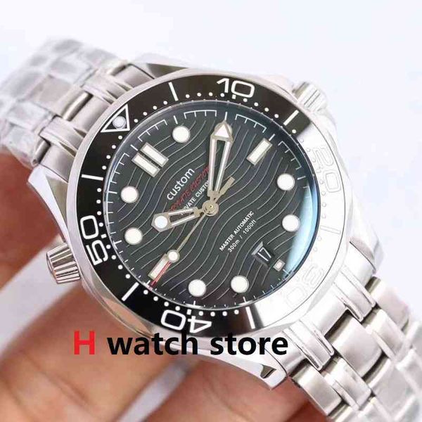 

custom 42mm automatic male watch stainless steel sapphire glass ceramic bezel waterproof luminous mechanical 007i054, Slivery;brown