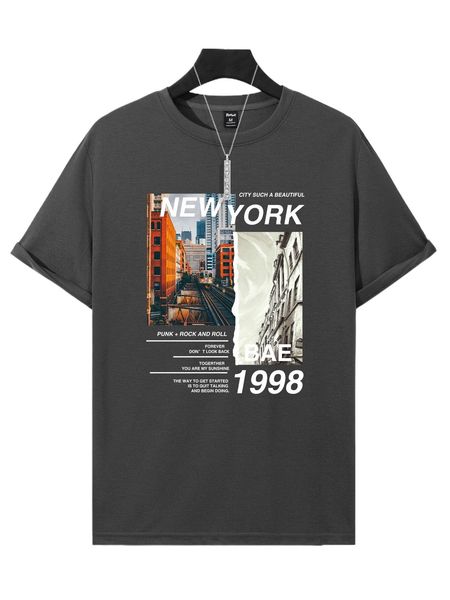 

romwe guys scenery print tee k25s#, White;black
