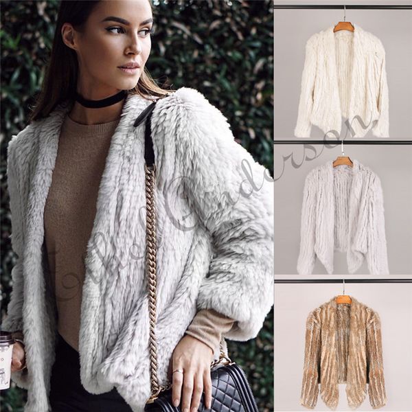 100% real knit coelho peles cardigan casaco jaqueta natural artesanal