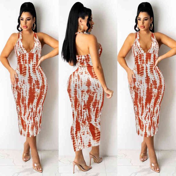 

m20756 women's print backless dress, White