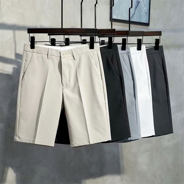 

men summer shorts korean fashion business casual chino office trousers cool breathable clothing solid color 220520, White;black
