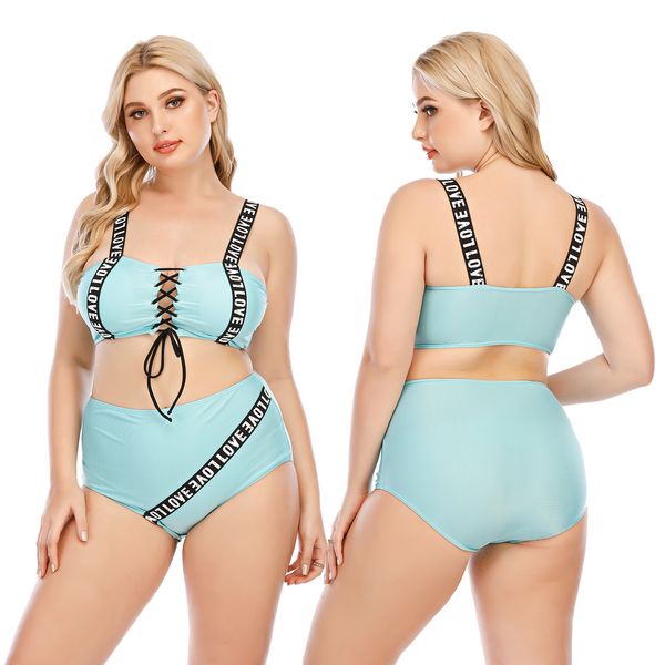 

2022 women plus size bikinis set swimwear push up high waist swimsuit larges big plussize swimming suits bathing beachwear new 521035, Black
