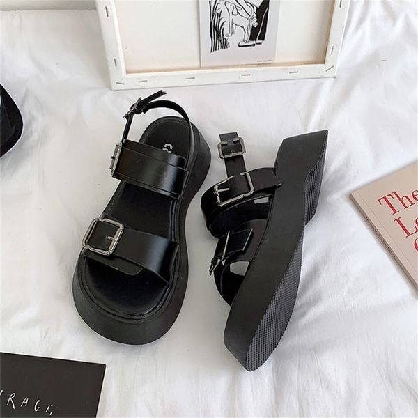 

fashion platform sandals women summer shoes buckle slides casual women s sports sandalia mujer 220602, Black