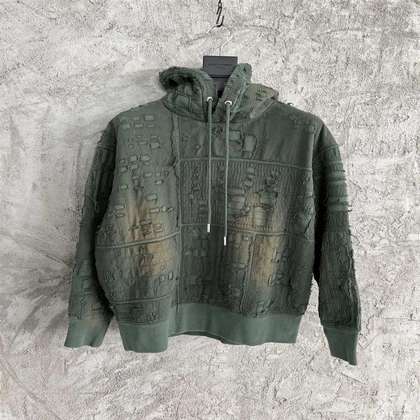 

2022 fall and winter new fashion mens hole decoration hoodies - us size hoodie oversize - new mens designer hoodies3163, Black
