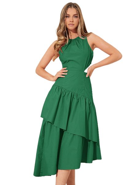 

cut out waist layered hem dress 10rw#, Black;gray