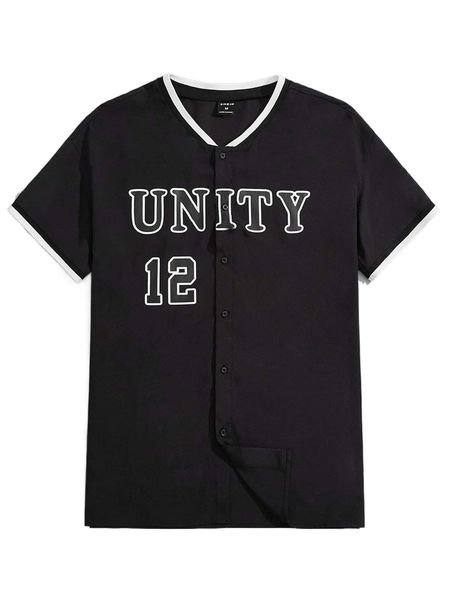 

men letter graphic striped trim shirt r0of#, White;black