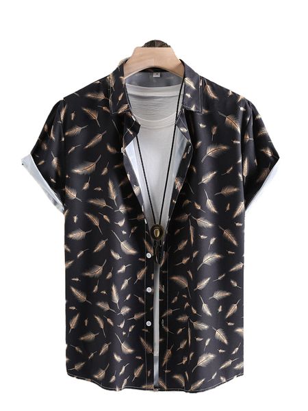 

men random feather print shirt without tee e0v7#, White;black