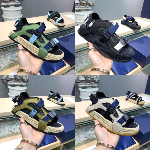 

couples new braided rope slippers sandals designer suede leather mesh fabric slides rubber sole sneaker 35-45, Black
