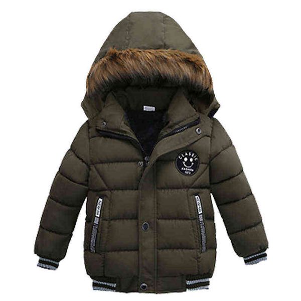 Jacke Für Jungen Kennzeichnung Brief Druck Dicken Mantel Winter Plus Samt Warm Halten 2-8 Jahre Alte Baby qualität kind Kleidung J220718