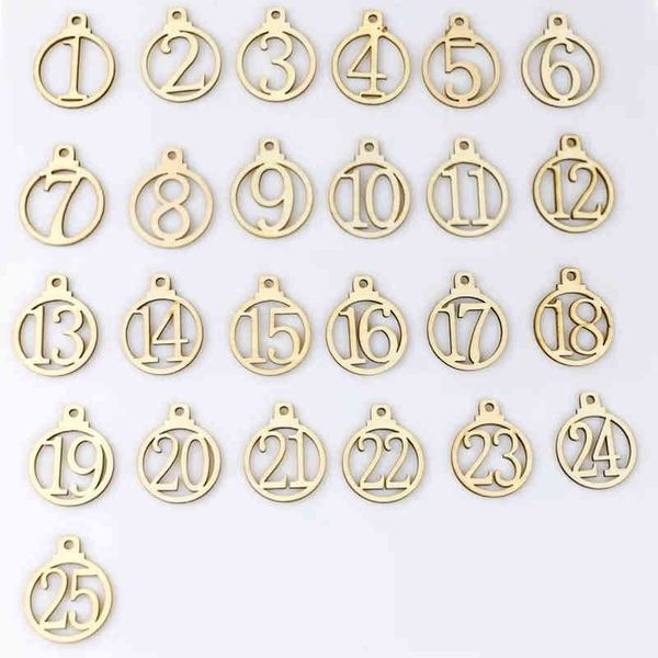 

factory outlet wooden crafts 1-25 digital countdown calendar mark gift pendant
